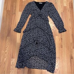 Lush Love Lockdown Black Floral Tiered Ruffle Maxi Dress Small